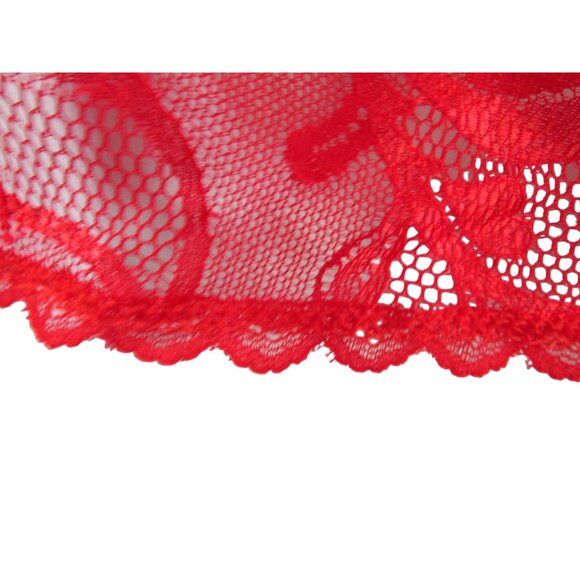 Shirley of Hollywood Red Lace Short Robe Ladies Small Vintage EUC USA Made - Picture 8 of 12